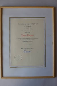 Zelter-Plakette Mai 1961